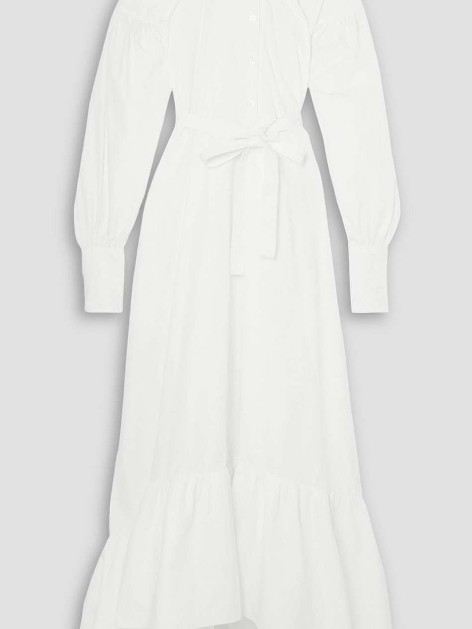 painter belted gathered cotton maxi dress