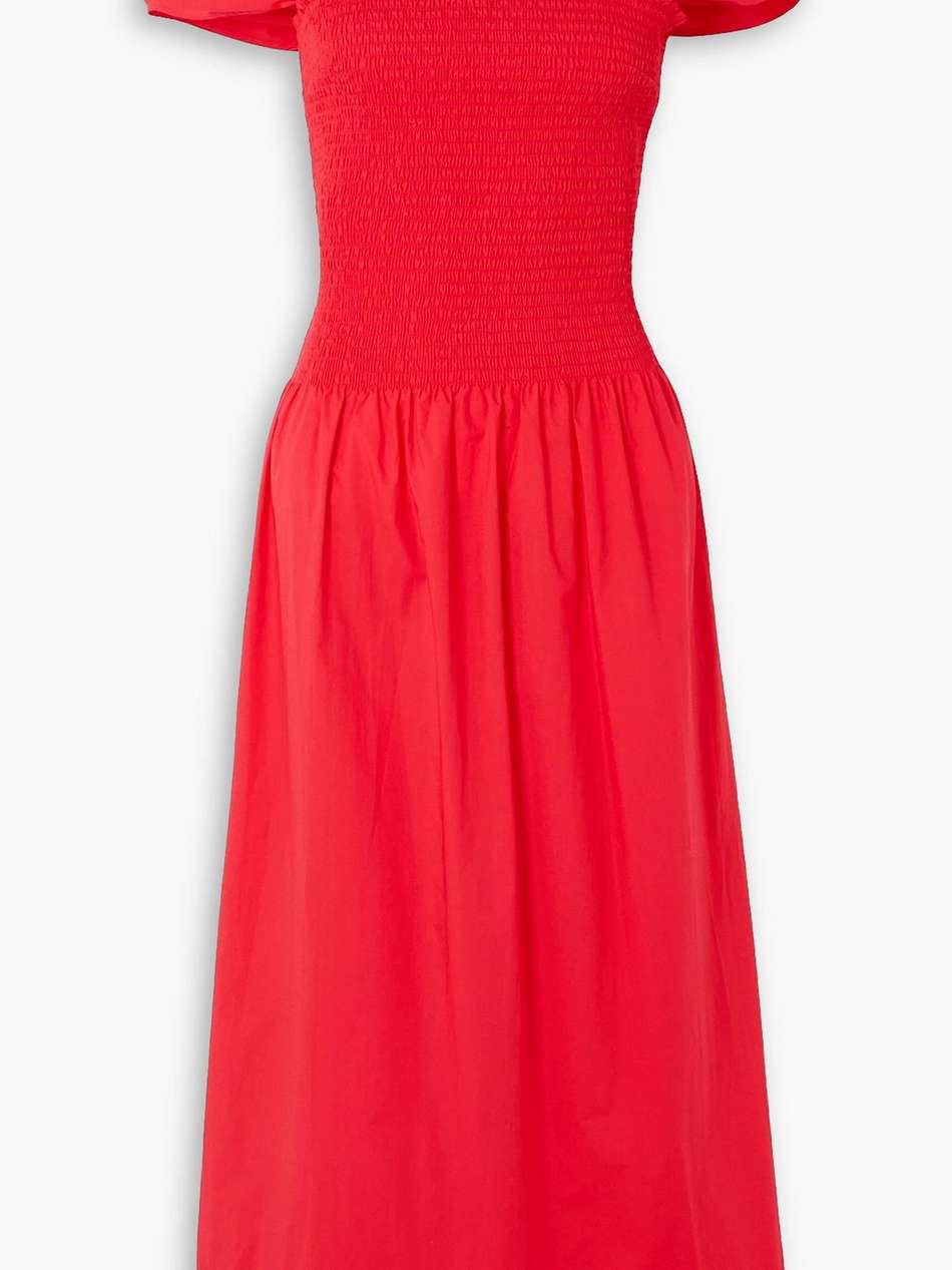 vivienne ruched shirred cotton midi dress