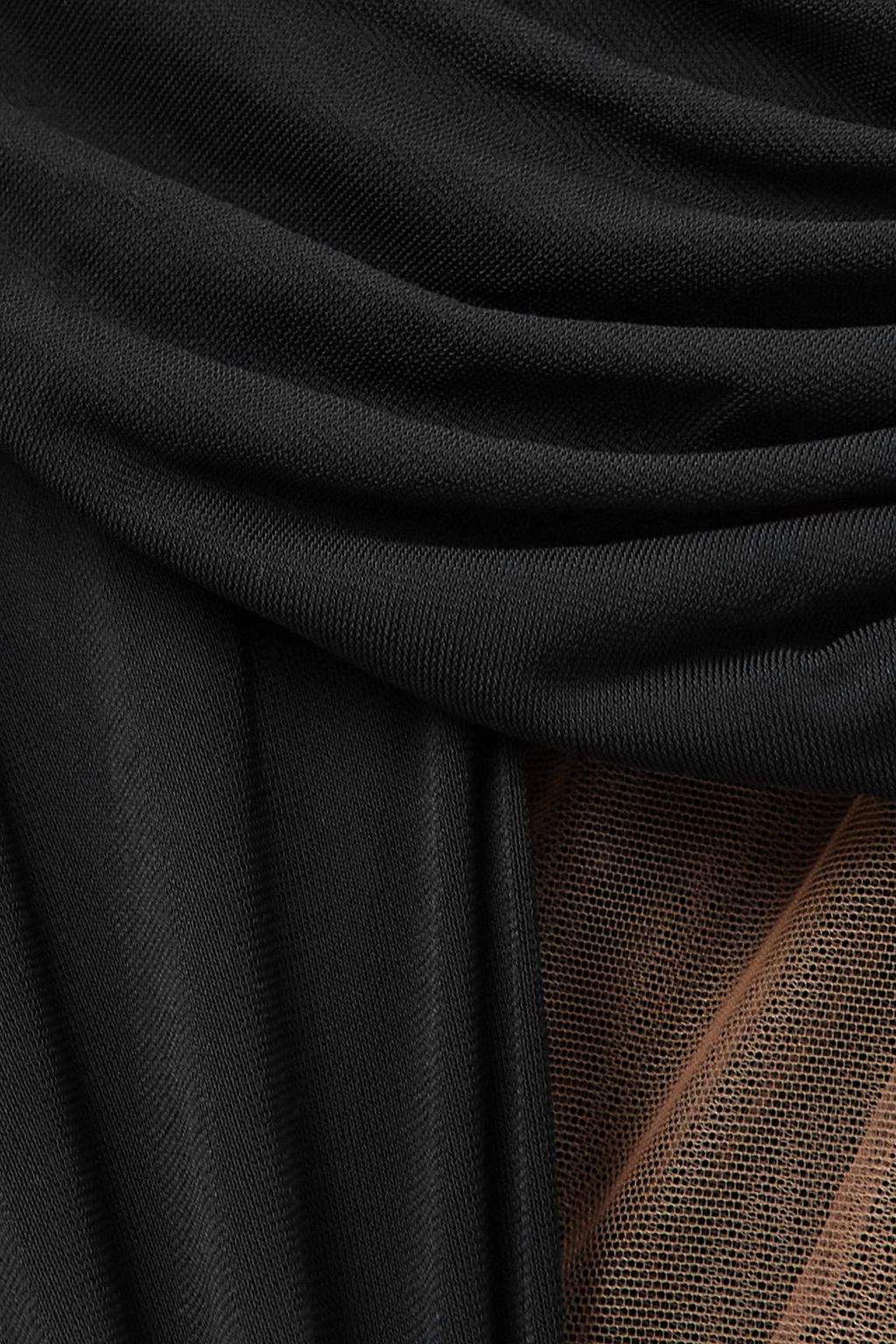 MUGLER فستان Illusion القصير بقصّة غير متماثلة من الجيرسي المطاطي والتول