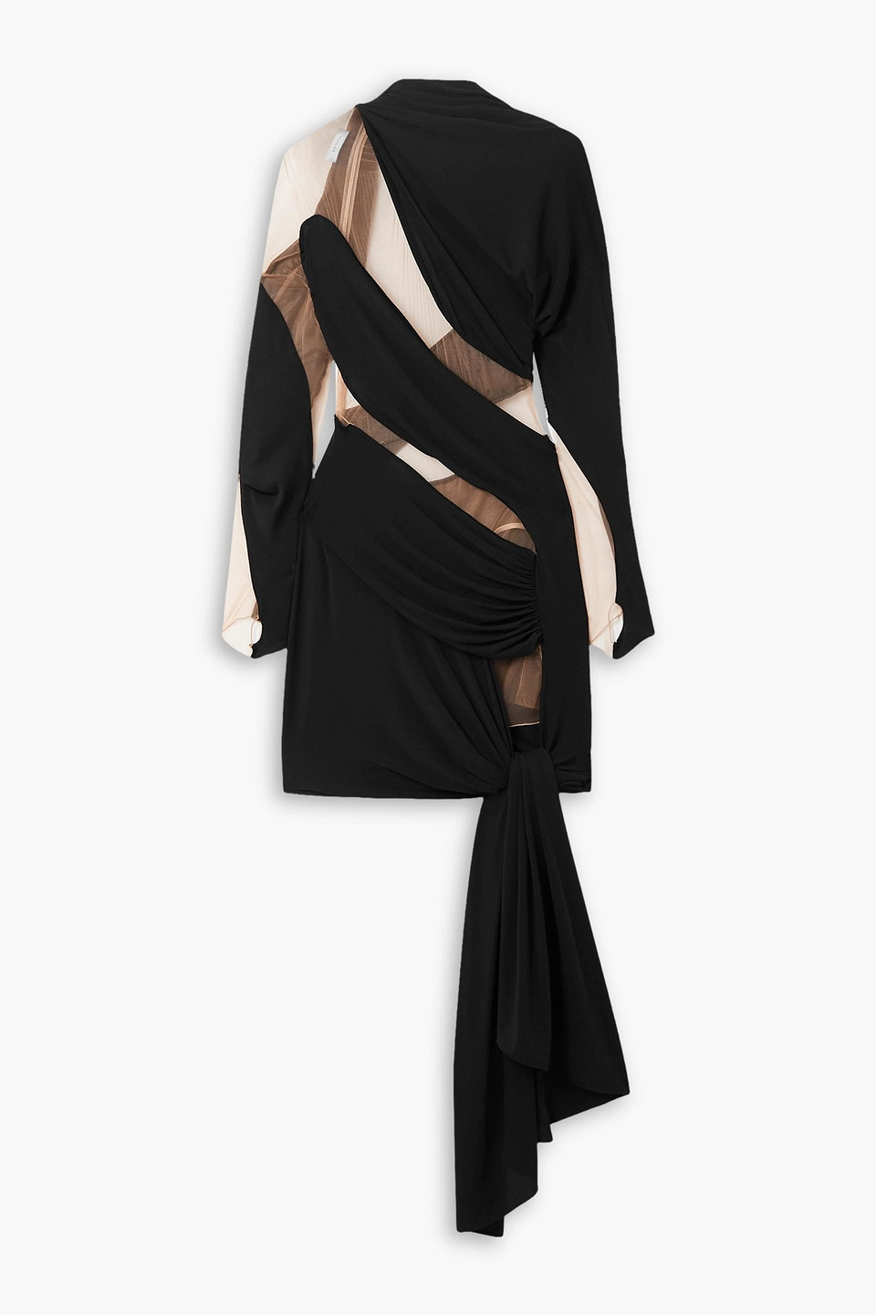 Mugler Draped Tulle-embellished Minidress In Black