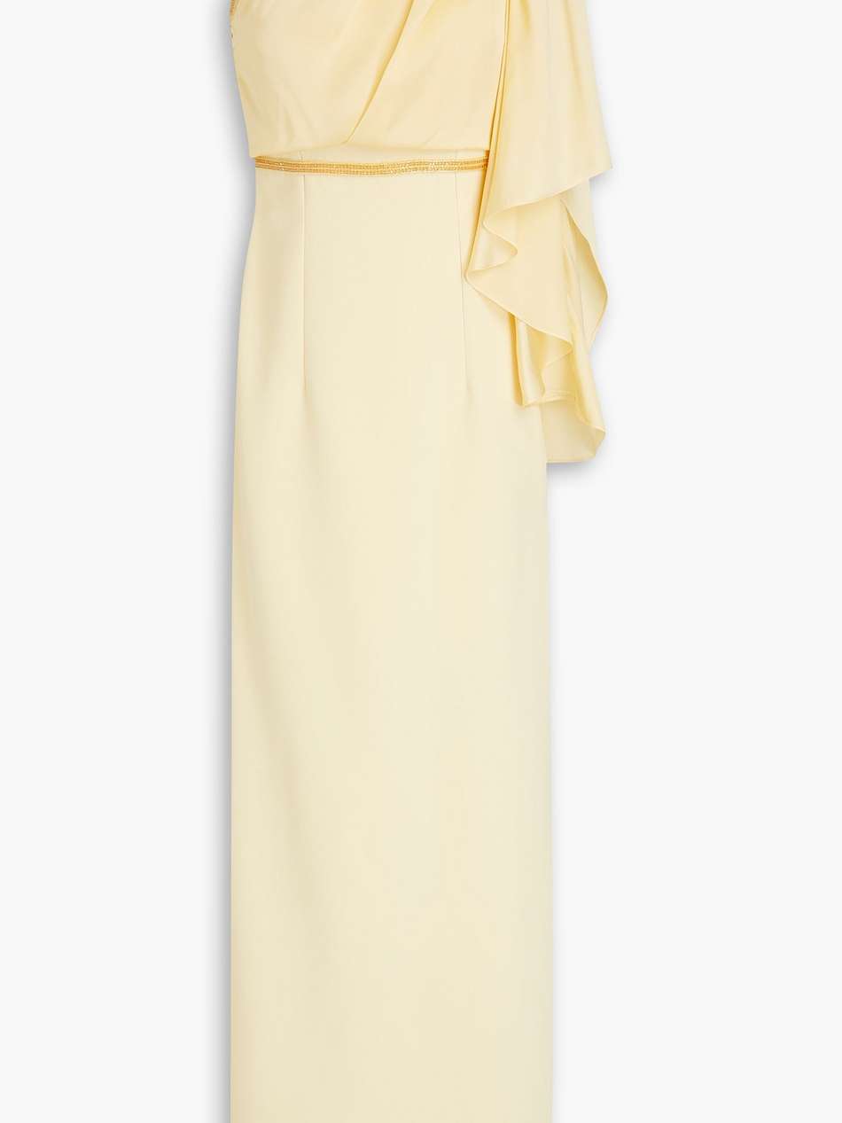 carra one-shoulder crystal-embellished crepe gown