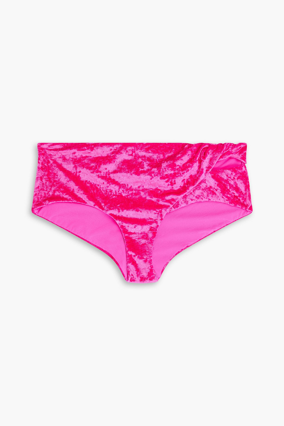 Versace Twisted Stretch-velvet Bikini Briefs In Fuchsia