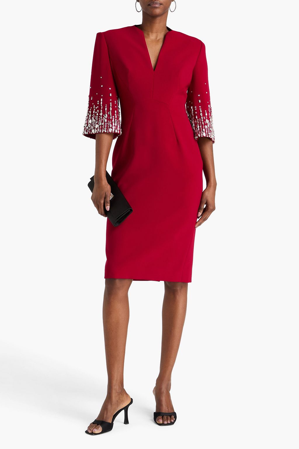 Jenny Packham Embellished crepe dress - Women - Crimson Dresses - UK 8 Jenny Packham Embellished crepe dress - Women - Crimson Dresses - UK 8