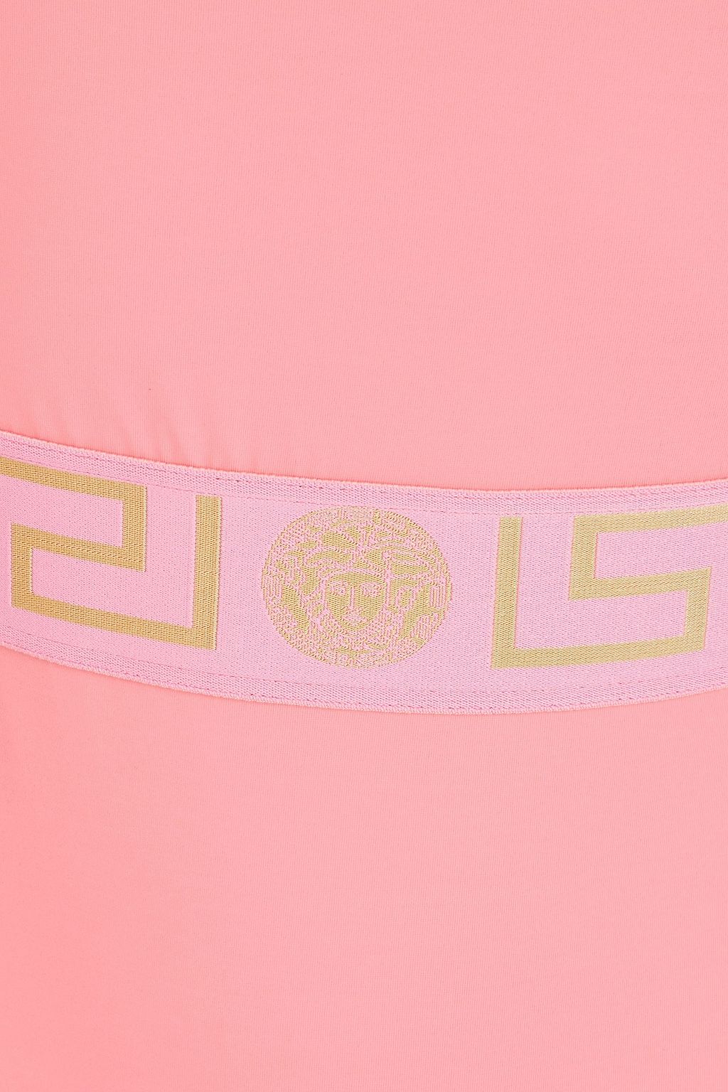 VERSACE Greca embellished jacquard-trimmed swimsuit
