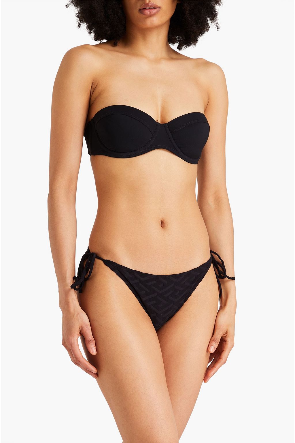 VERSACE La Greca stretch-terry jacquard low-rise bikini briefs