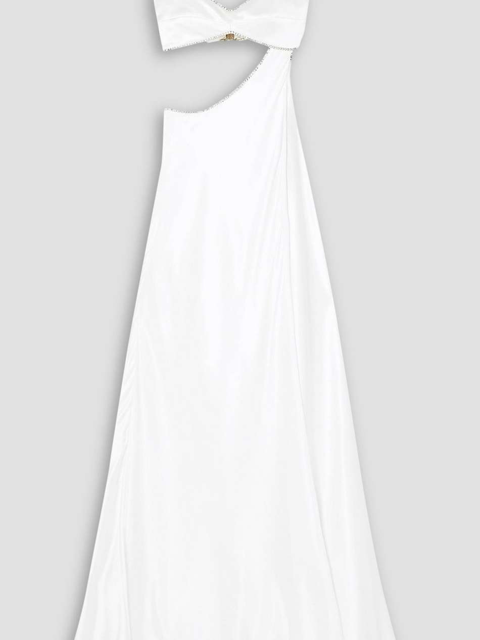symic cutout crystal-embellished silk-satin gown