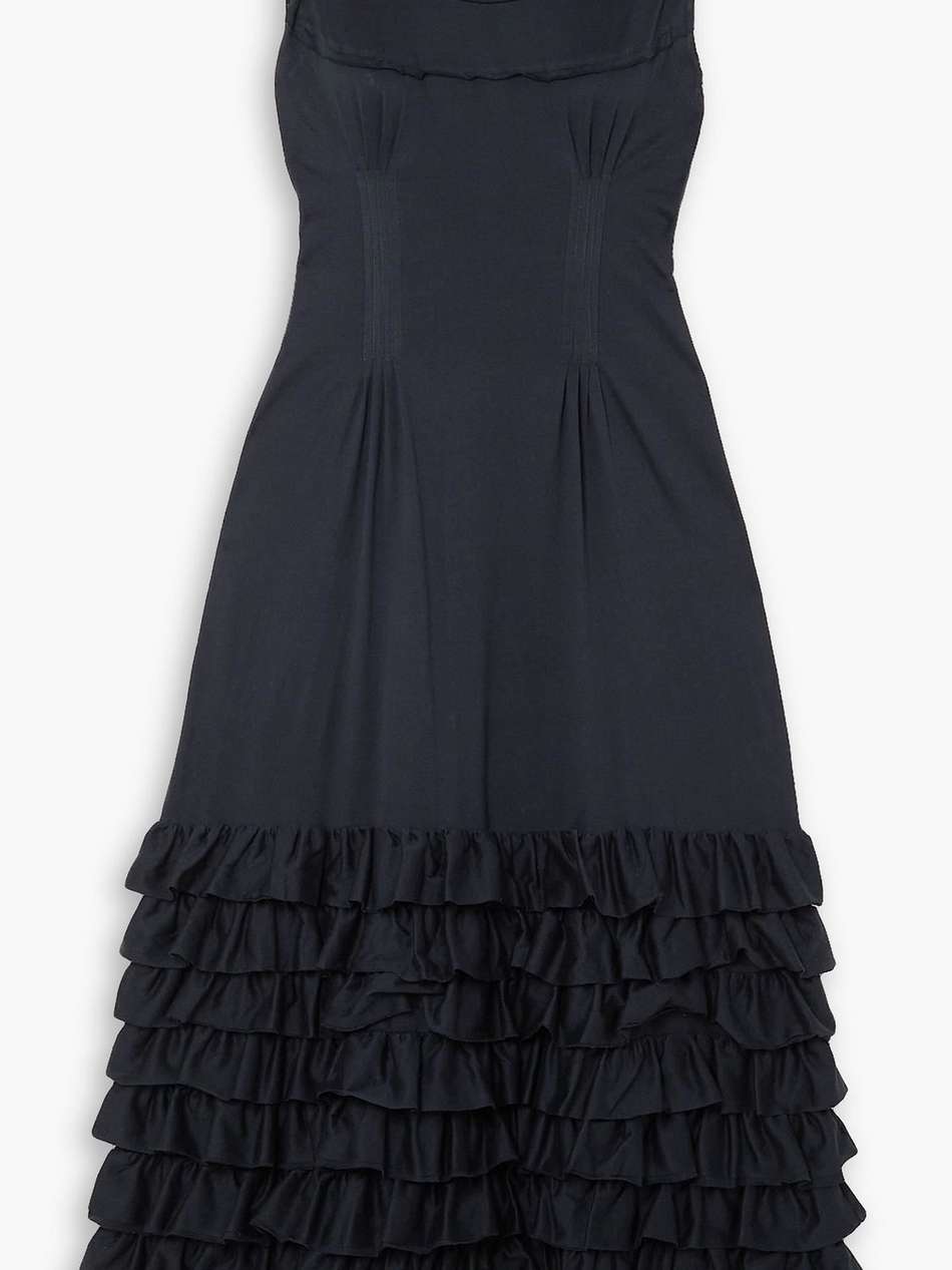 pamina ruffled jersey-trimmed cotton maxi dress