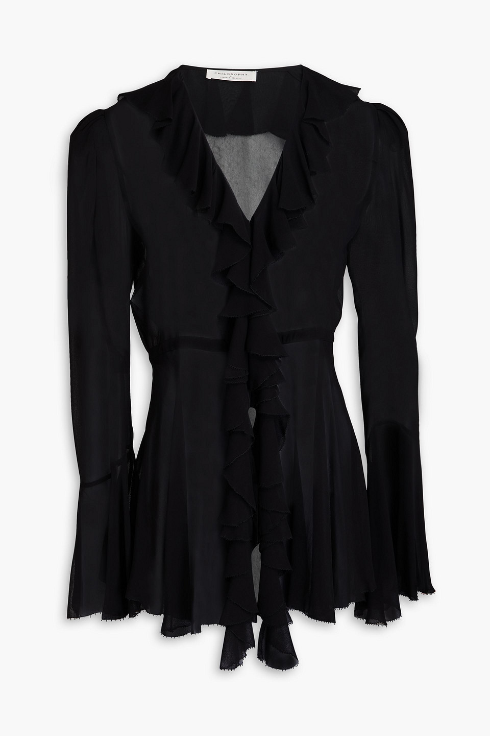 Philosophy di Lorenzo Serafini - Ruffled georgette blouse - Black - IT 38