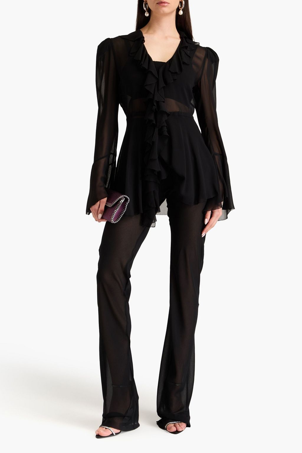 PHILOSOPHY DI LORENZO SERAFINI Ruffled georgette blouse