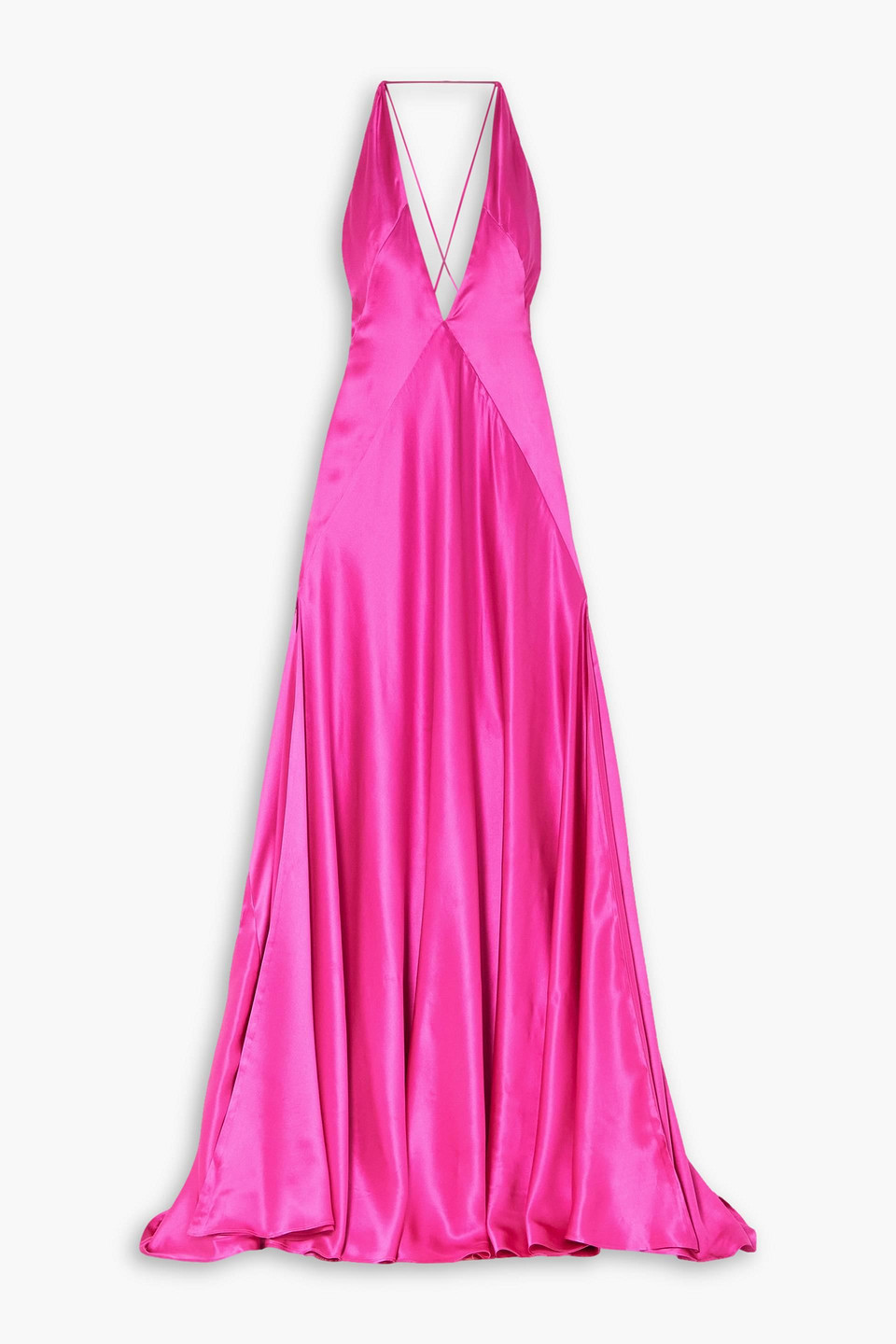 Michael Lo Sordo Paloma Silk-satin Halterneck Gown In Fuchsia