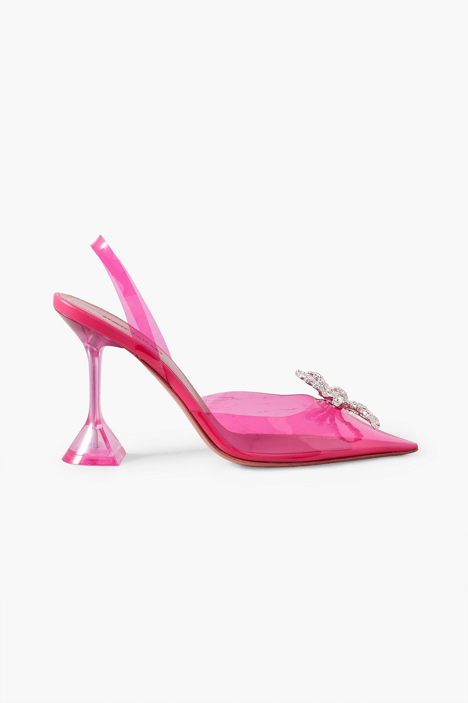 Amina Muaddi Rosie Crystal-embellished Bow-detailed Pvc Slingback Pumps In Pink