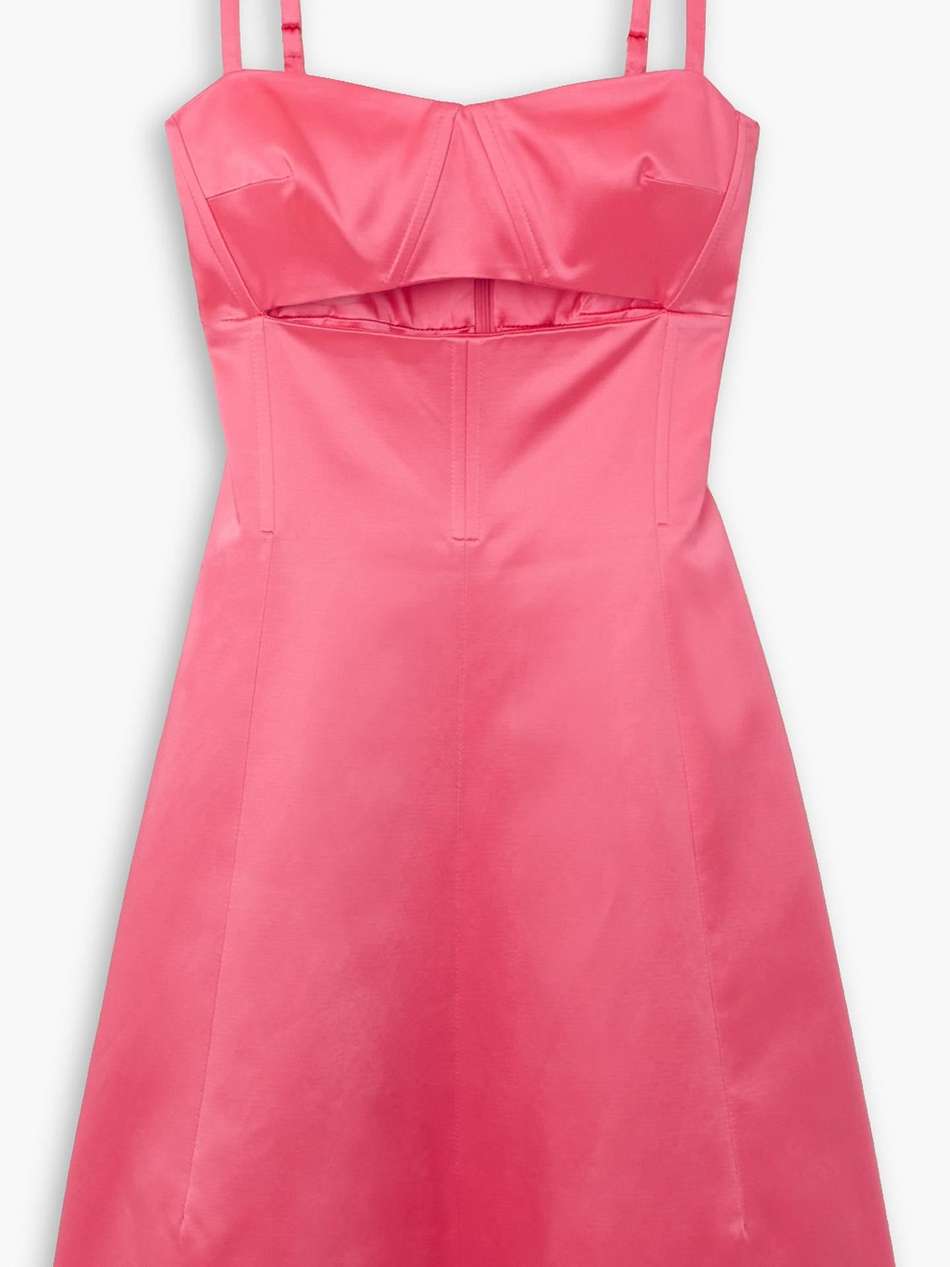 cutout cotton-blend satin mini dress