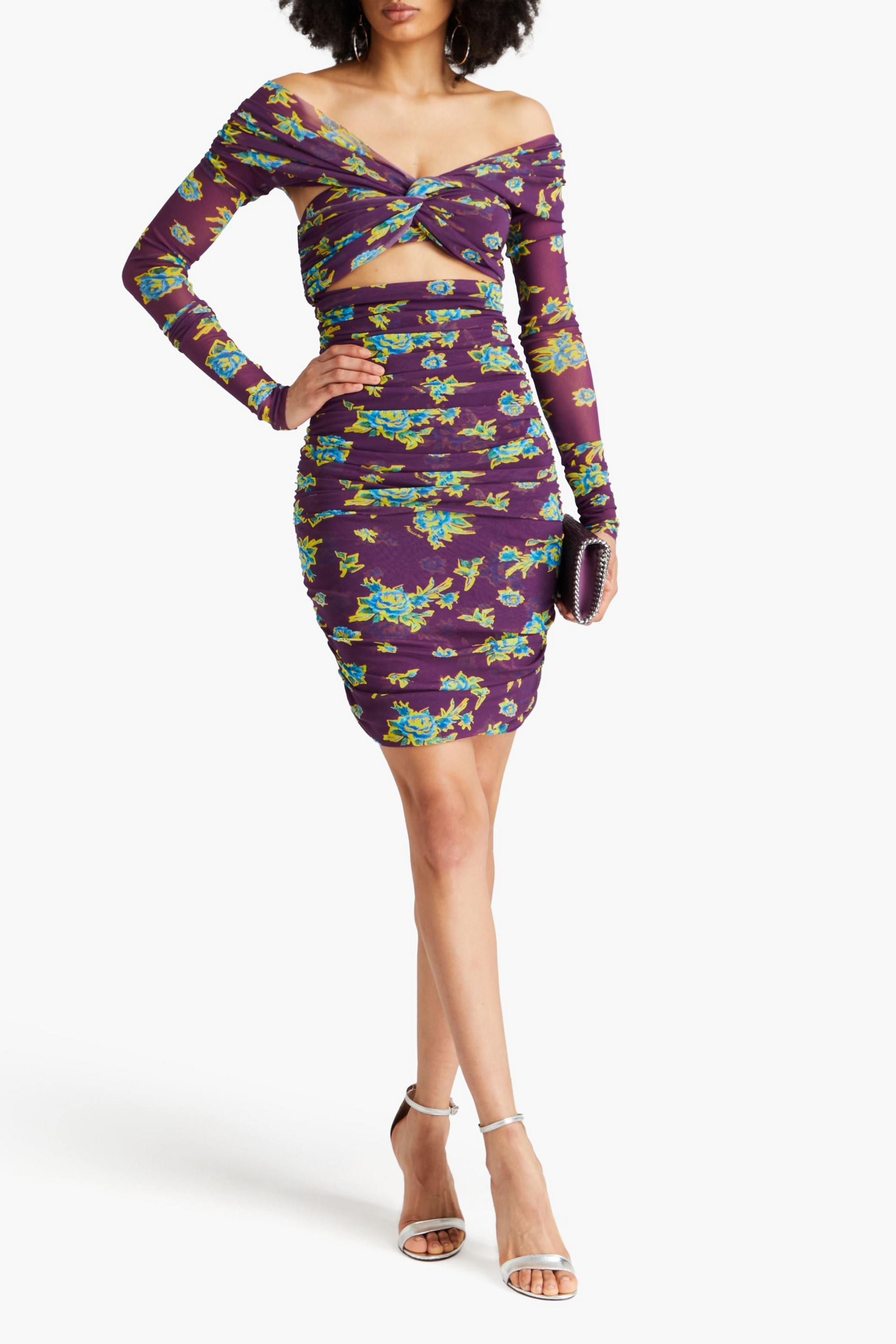Philosophy di Lorenzo Serafini Cutout twisted floral-print tulle mini dress