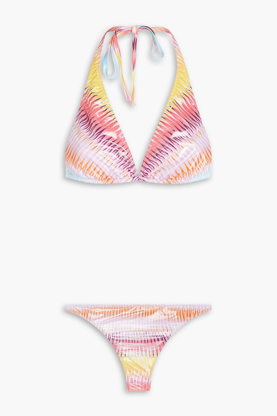Missoni Mare Raschel Metallic Striped Triangle Bikini In Lilac