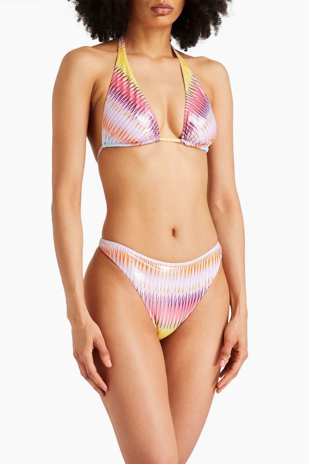MISSONI 메탈릭 스트라이프 트라이앵글 비키니