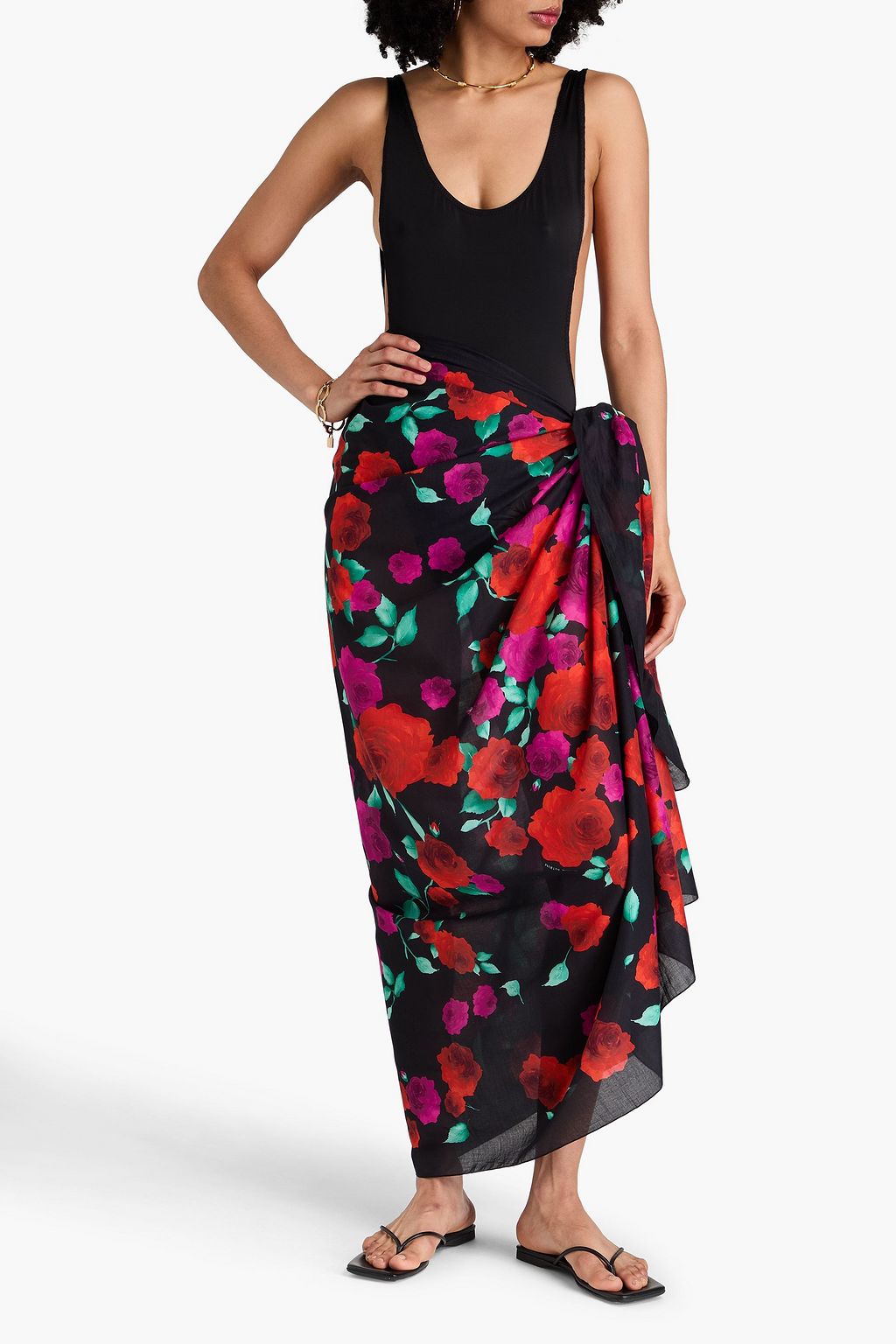 MAGDA BUTRYM Floral-print cotton-voile pareo