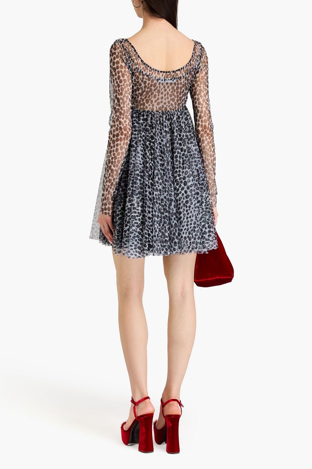 PHILOSOPHY DI LORENZO SERAFINI Gathered leopard-print tulle mini dress
