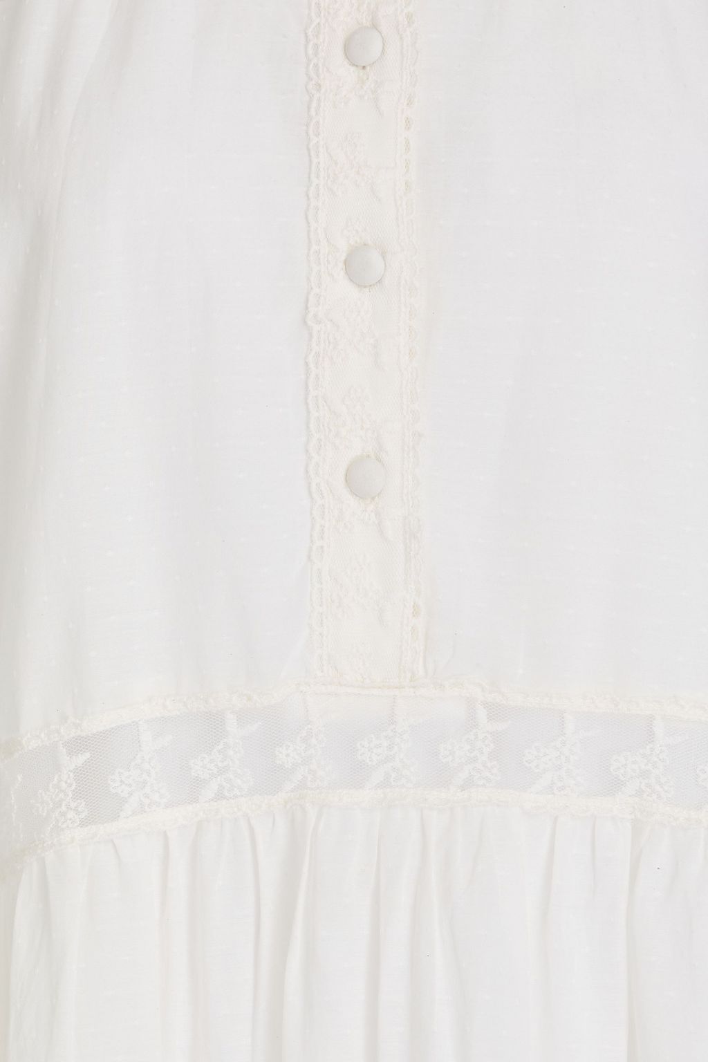 PHILOSOPHY DI LORENZO SERAFINI Lace-trimmed cotton-blend Swiss-dot mini shirt dress