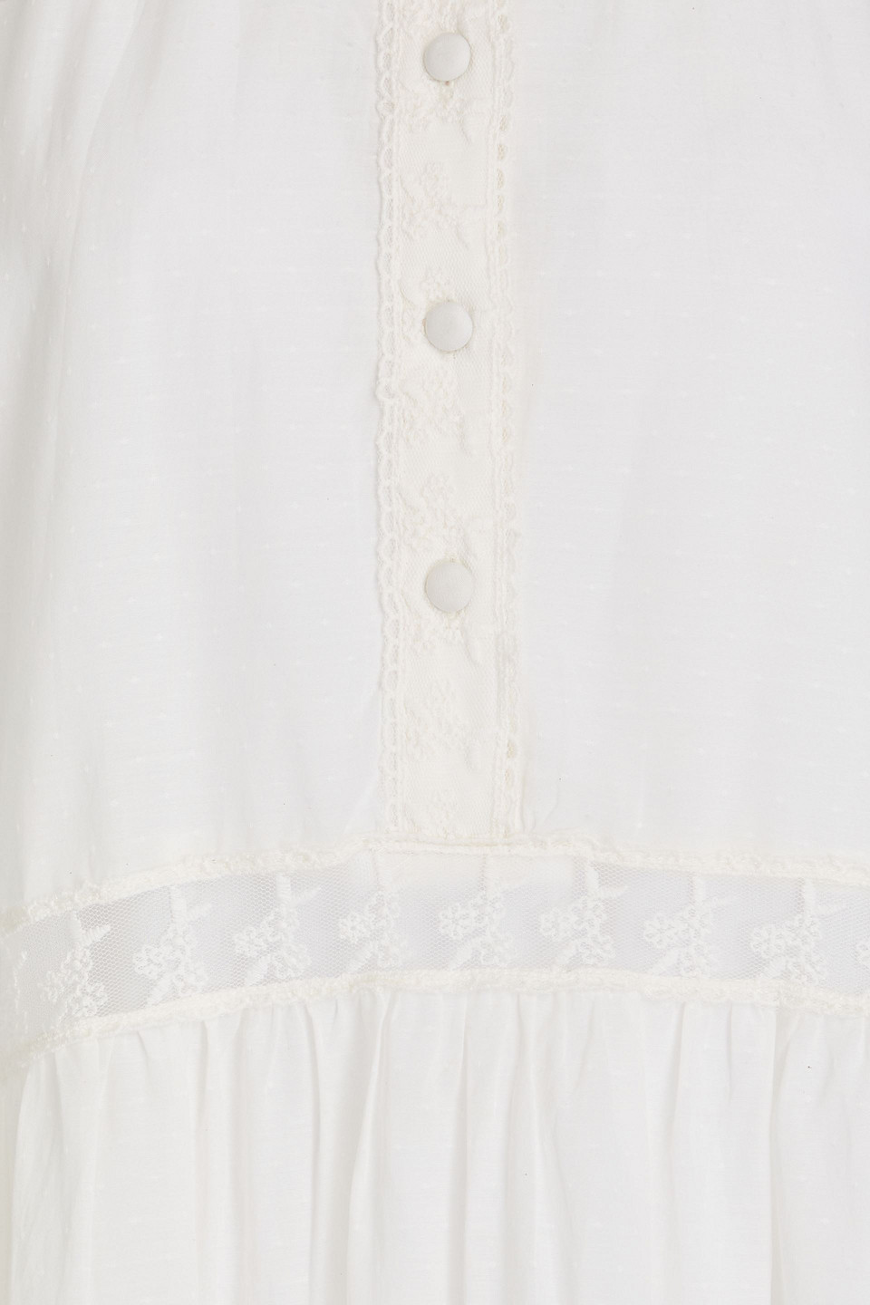 PHILOSOPHY DI LORENZO SERAFINI LACE-TRIMMED COTTON-BLEND SWISS-DOT MINI SHIRT DRESS
