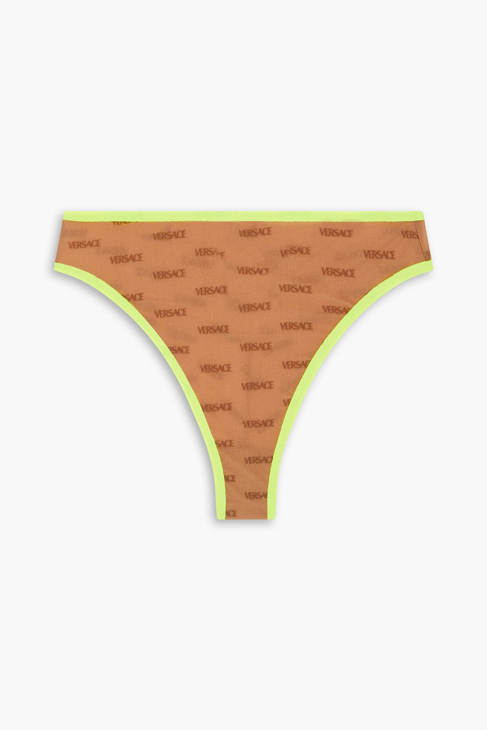 Neon piped printed metallic stretch-mesh briefs