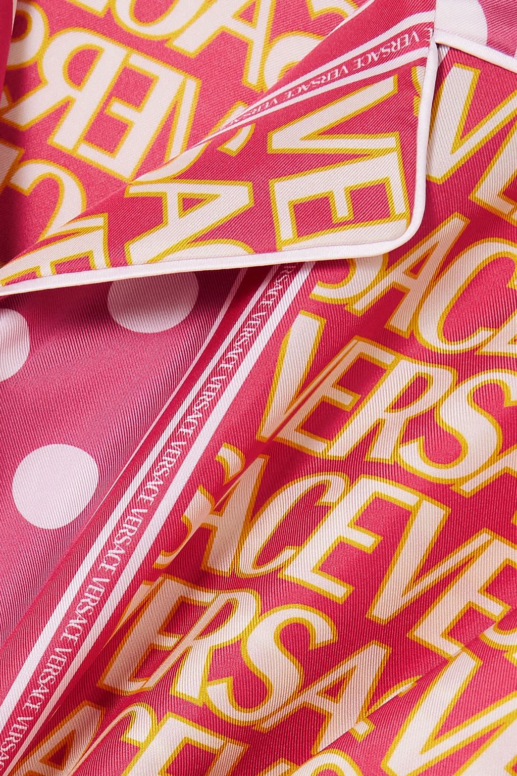 VERSACE قميص قصير من حرير التويل بطبعات
