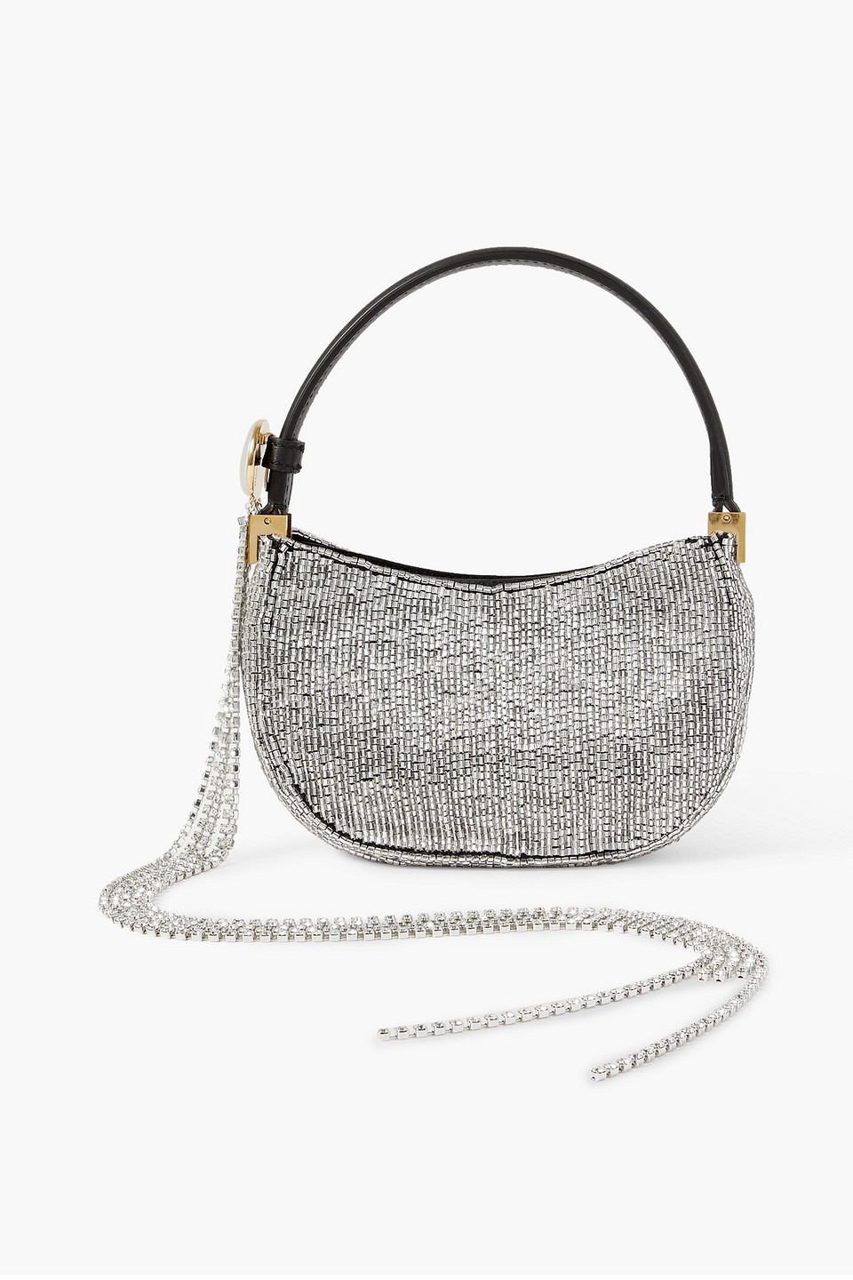 Magda Butrym Vesna Micro Leather-trimmed Embellished Canvas Bag In Silver