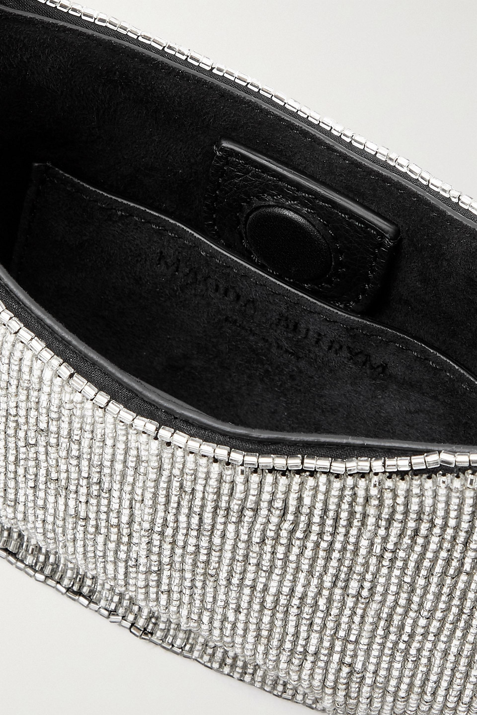 Shop Magda Butrym Vesna Micro Leather-trimmed Embellished Canvas Bag In Silver