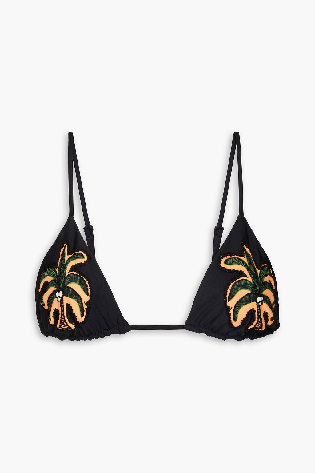JOHANNA ORTIZ Zambia tasseled embroidered printed triangle bikini top THE OUTNET