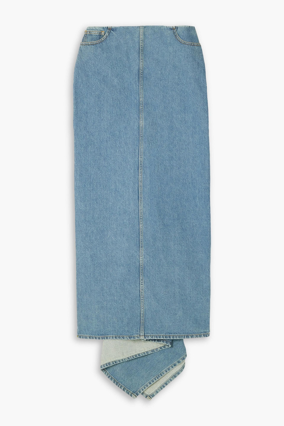 Magda Butrym Draped Denim Maxi Skirt In Mid Denim