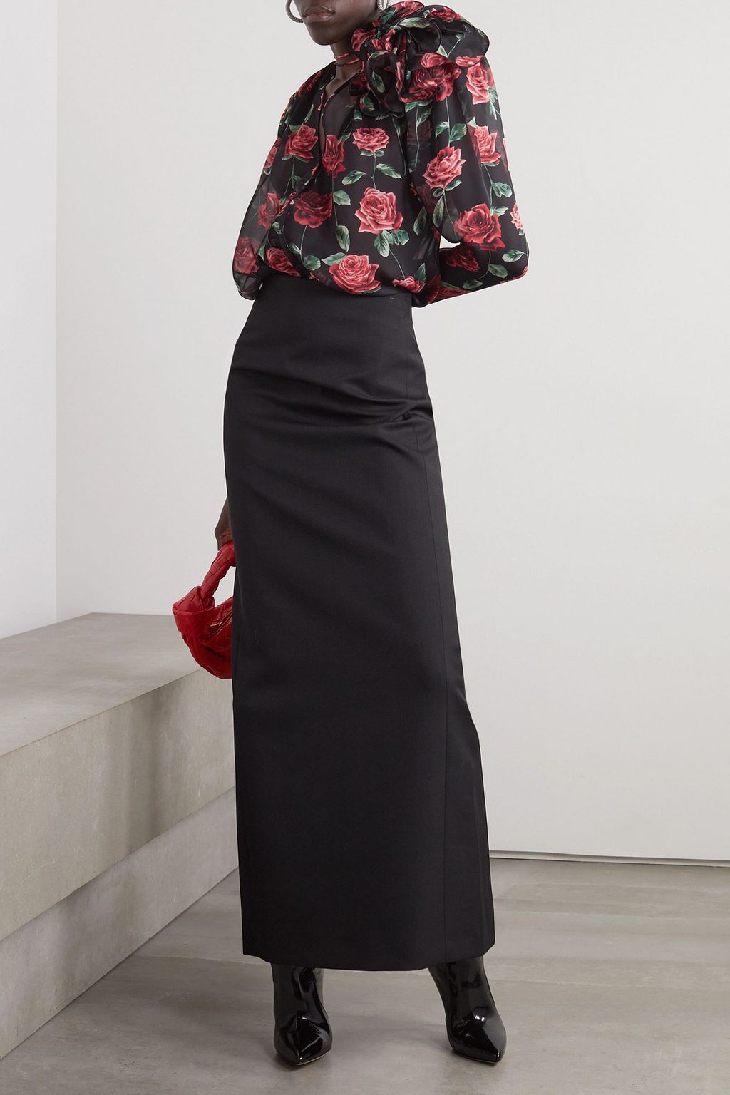 MAGDA BUTRYM Appliquéd floral-print silk-chiffon blouse