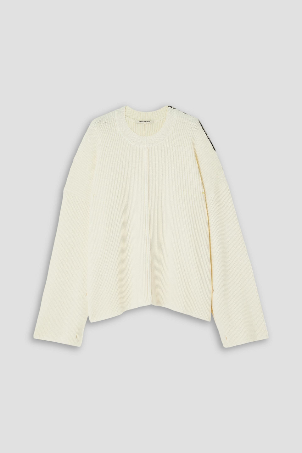 Peter Do Oversized Button-embellished Ribbed Wool Sweater In Ivory