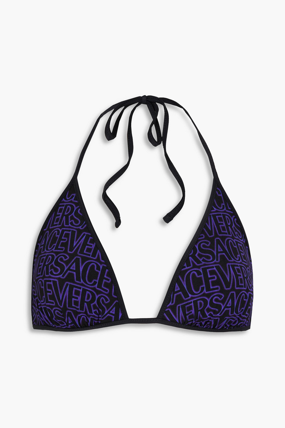 Versace Miranda Reversible Printed Triangle Bikini Top In Black