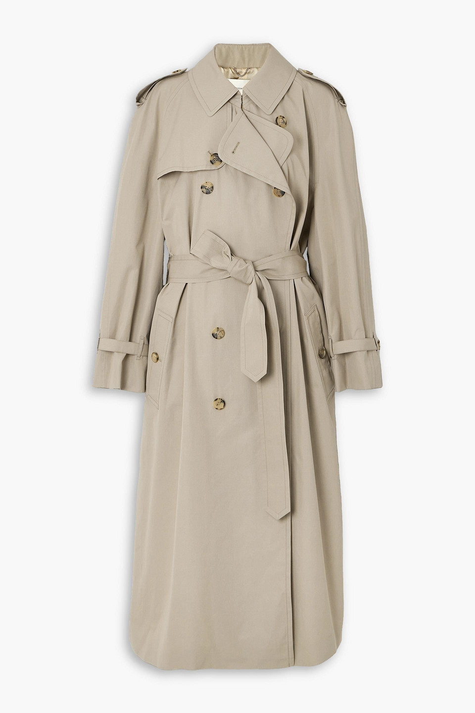 Magda Butrym Double-breasted Cotton And Silk-blend Gabardine Trench Coat In Beige