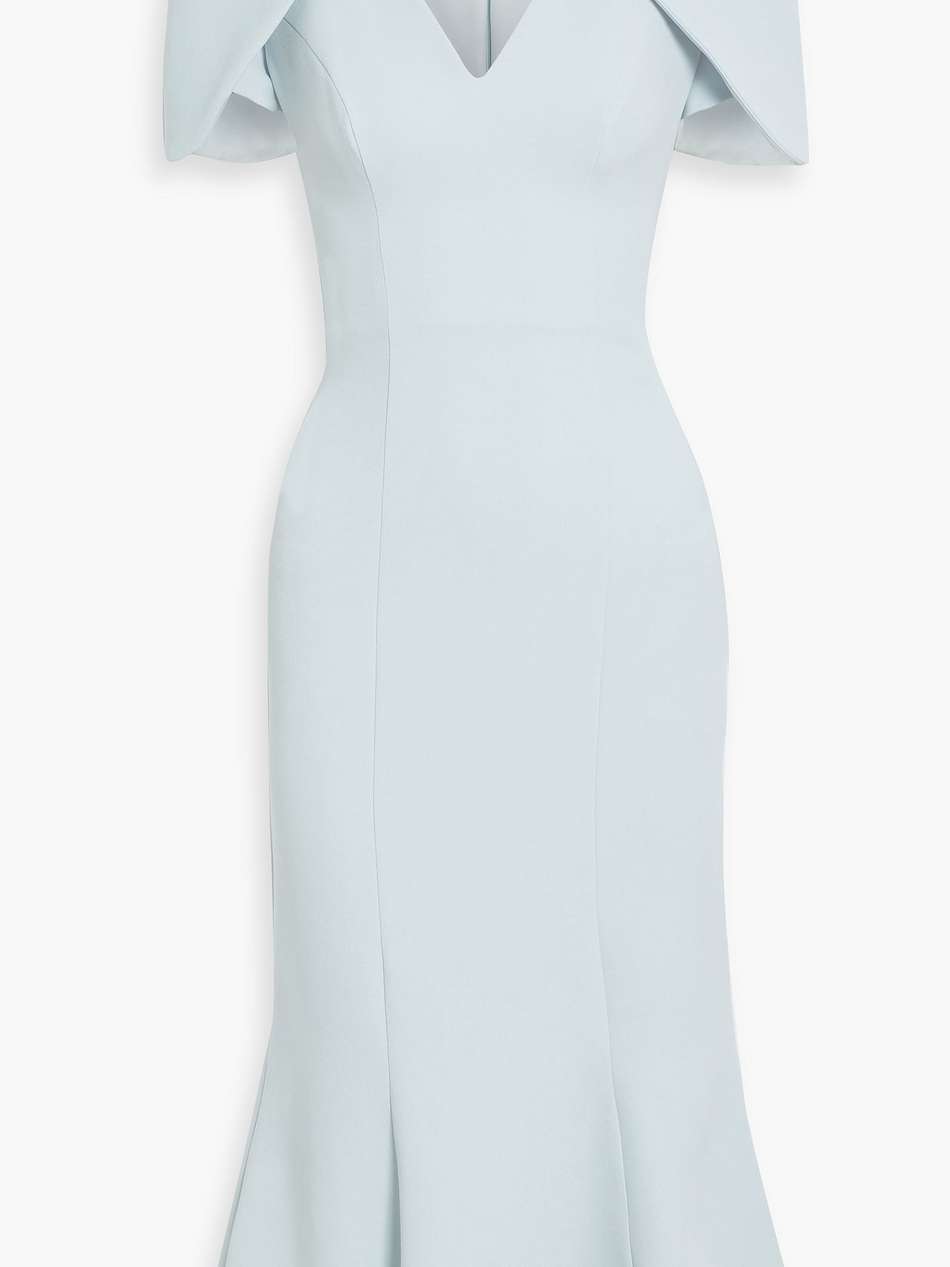 fluted crepe midi dress