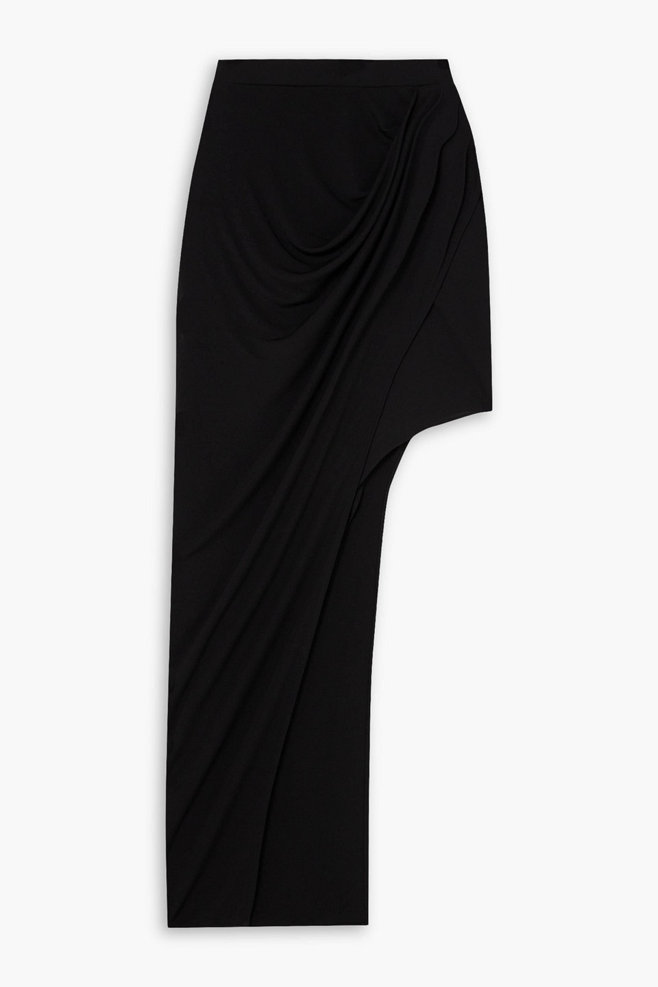 Helmut Lang Draped Asymmetric Stretch-jersey Skirt In Black