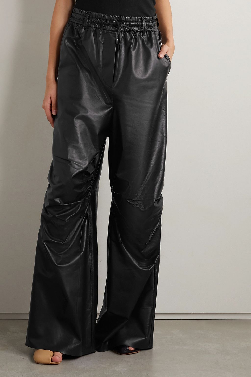 PETAR PETROV Gines ruched leather wide-leg pants