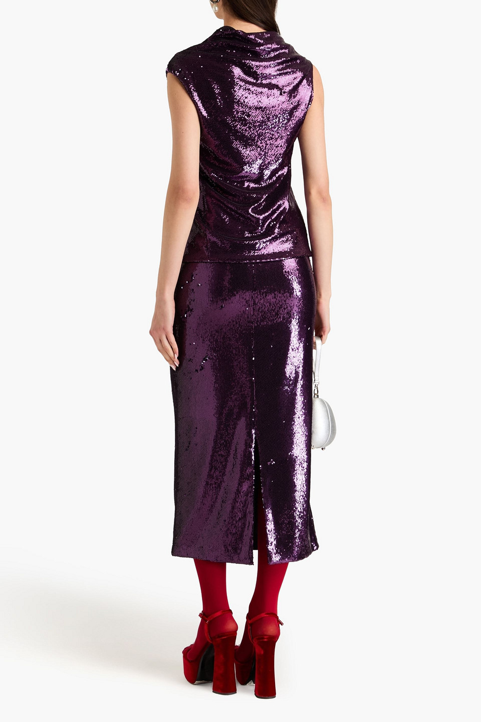 PHILOSOPHY DI LORENZO SERAFINI SEQUINED TULLE MIDI SKIRT 