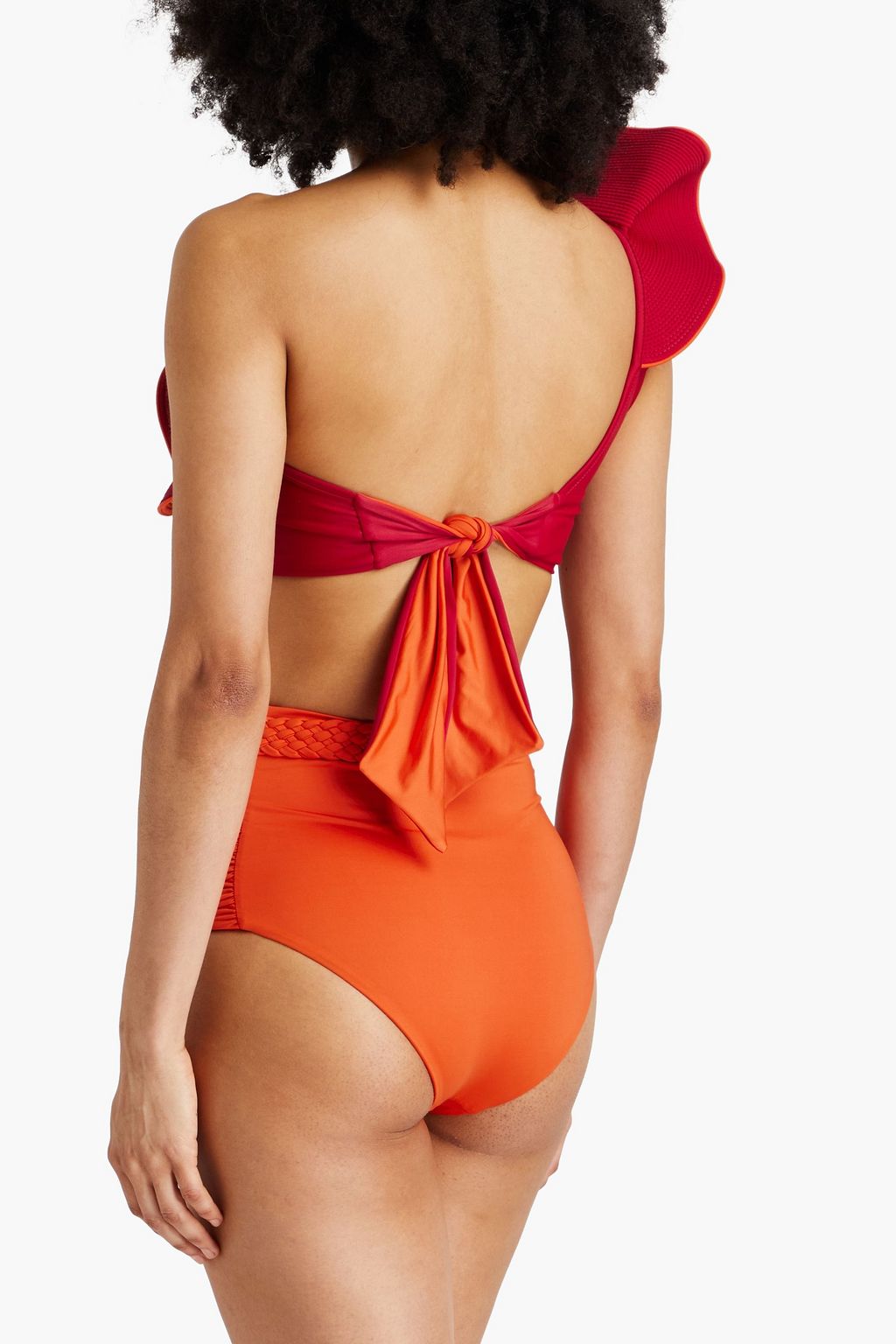 JOHANNA ORTIZ Ayacucho reversible one-shoulder ruffled bikini top