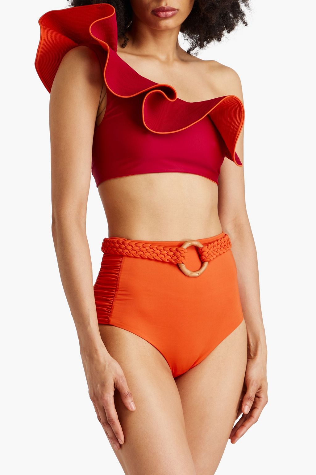 JOHANNA ORTIZ Ayacucho reversible one-shoulder ruffled bikini top