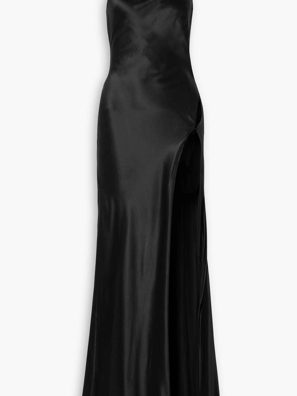 crystal-embellished silk-satin gown