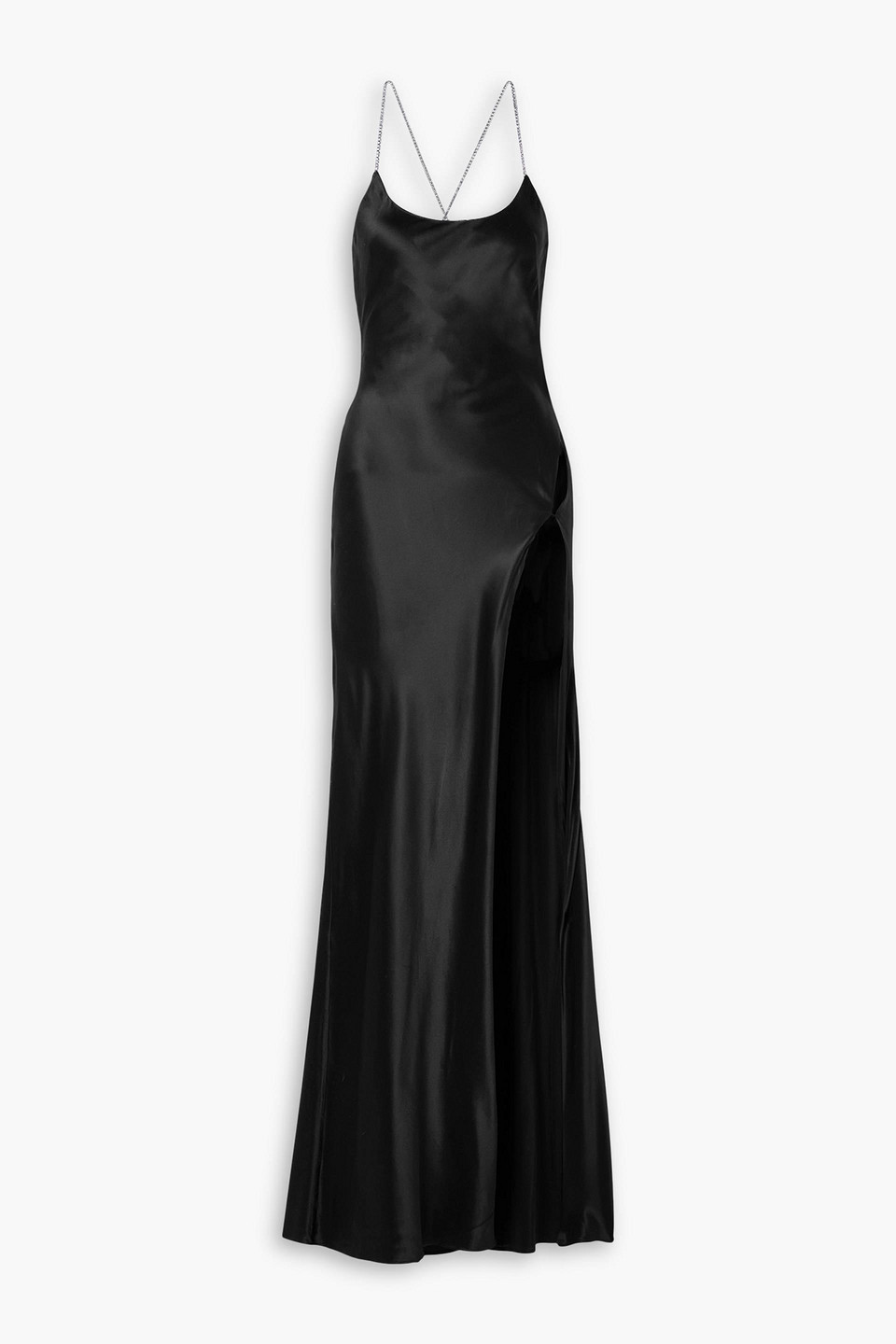 Michael Lo Sordo Crystal-embellished Silk-satin Gown In Black