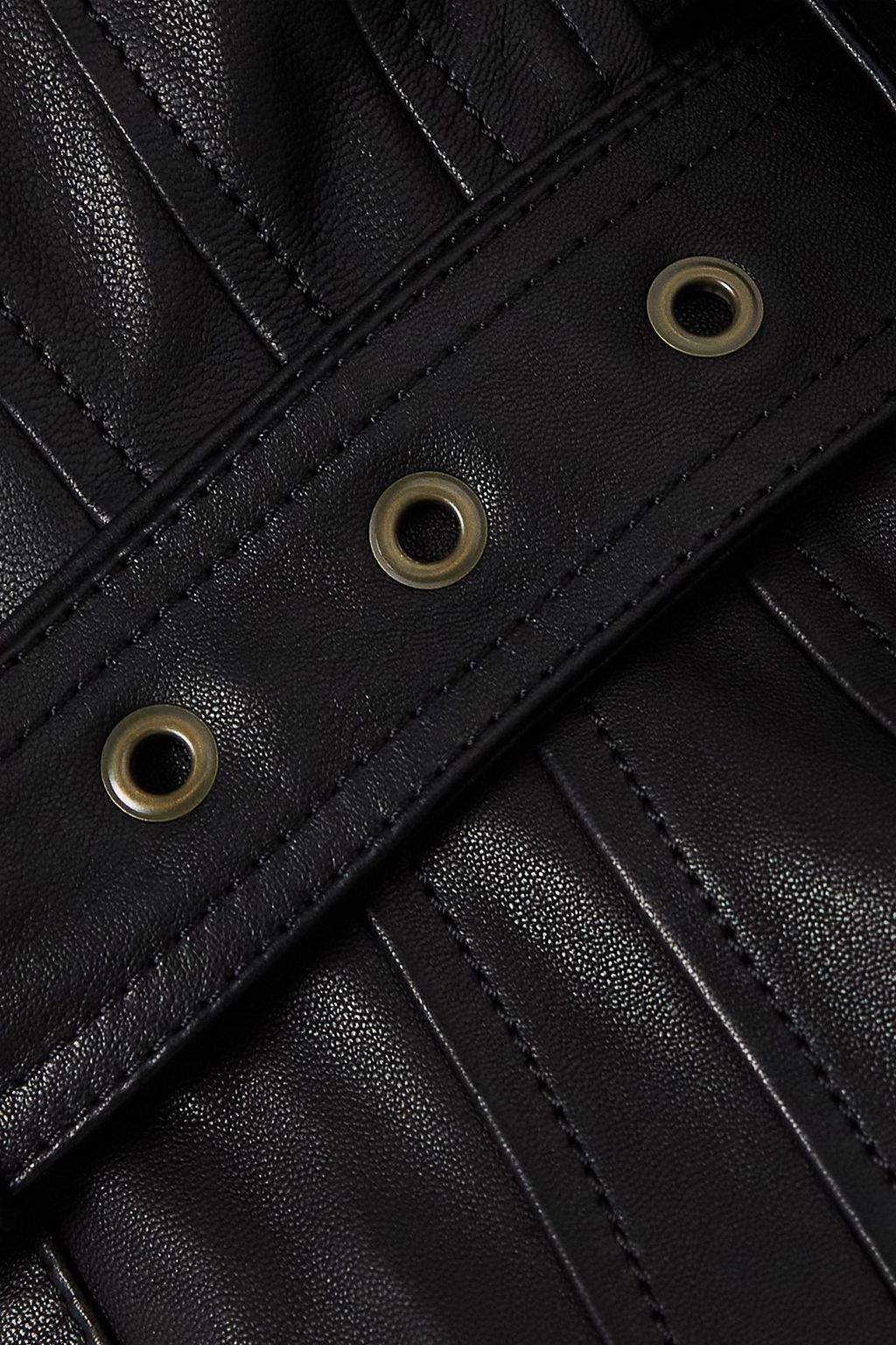 PETAR PETROV Mars belted topstitched leather midi dress