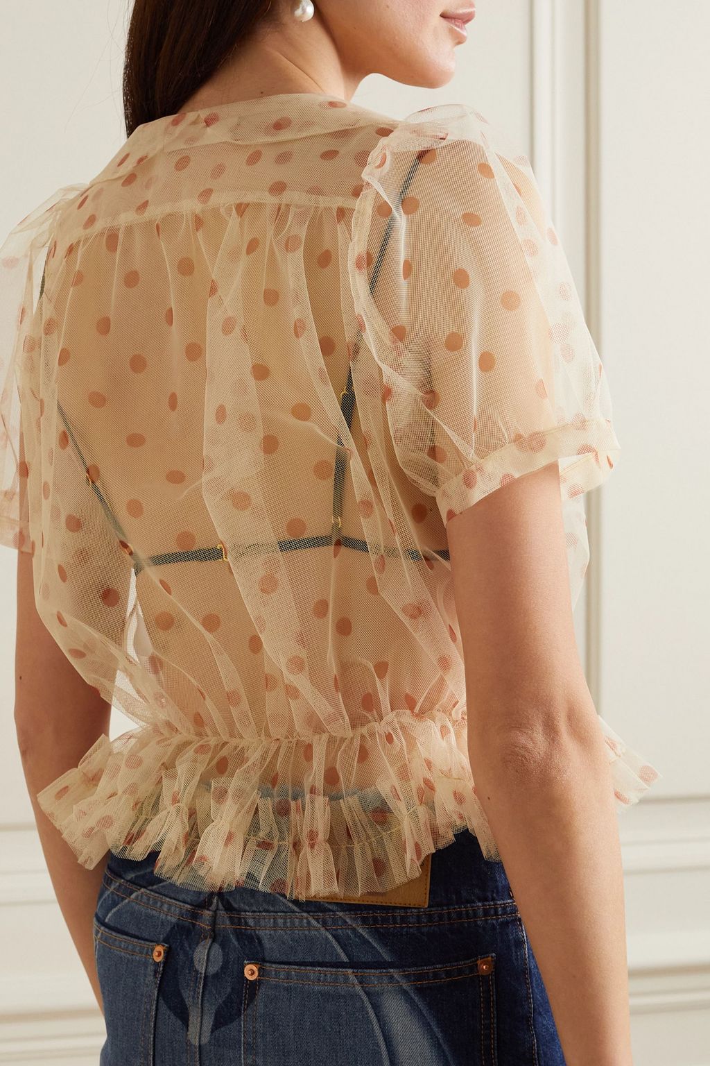 MOLLY GODDARD Sebastian ruffled polka-dot tulle blouse
