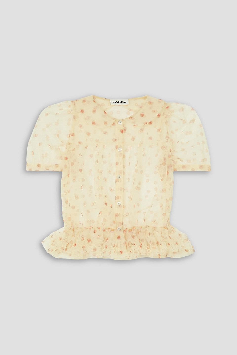 Molly Goddard Sebastian Ruffled Polka-dot Tulle Blouse In Cream
