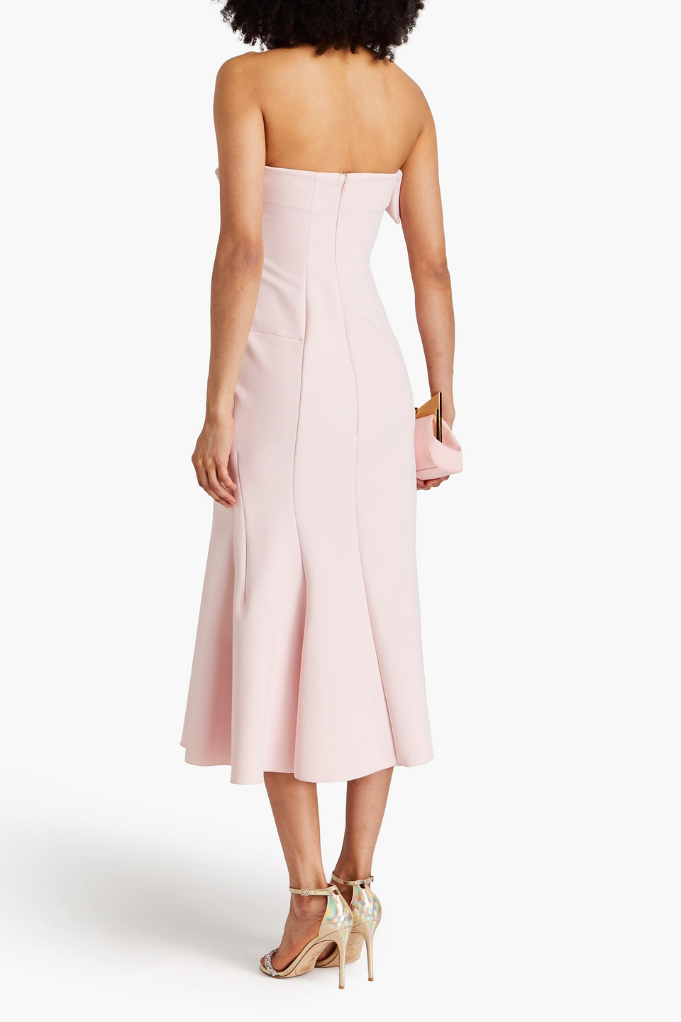 PHILOSOPHY DI LORENZO SERAFINI STRAPLESS PONTE MIDI DRESS