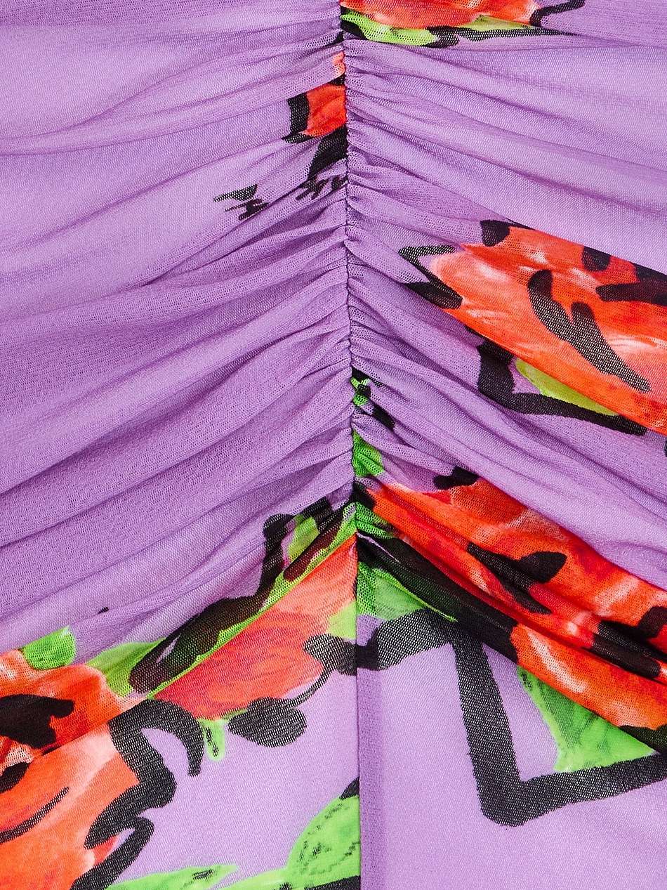floral-print tulle midi dress