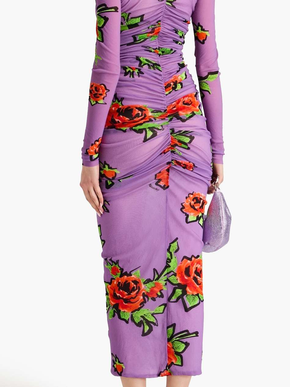 floral-print tulle midi dress