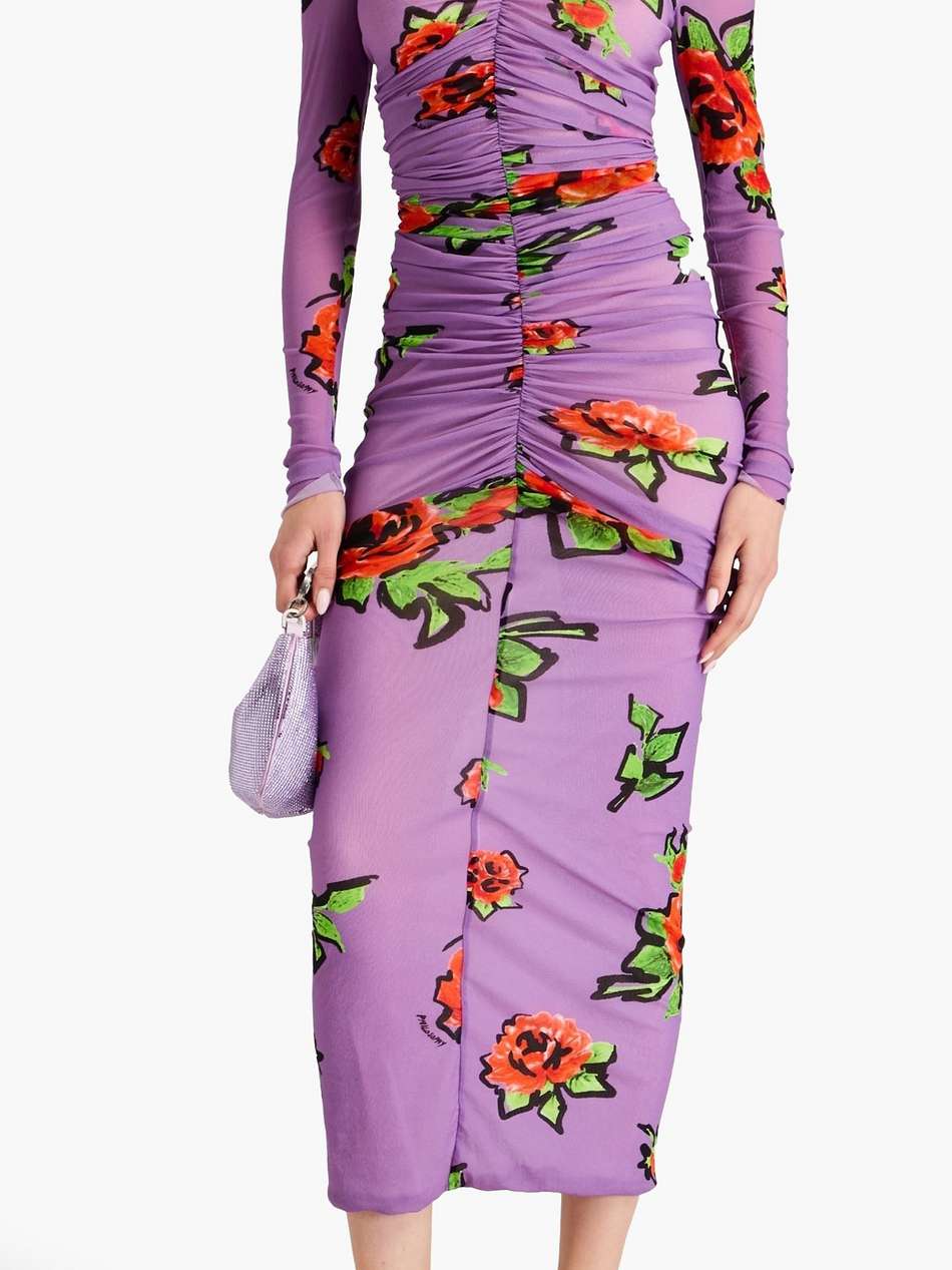 floral-print tulle midi dress
