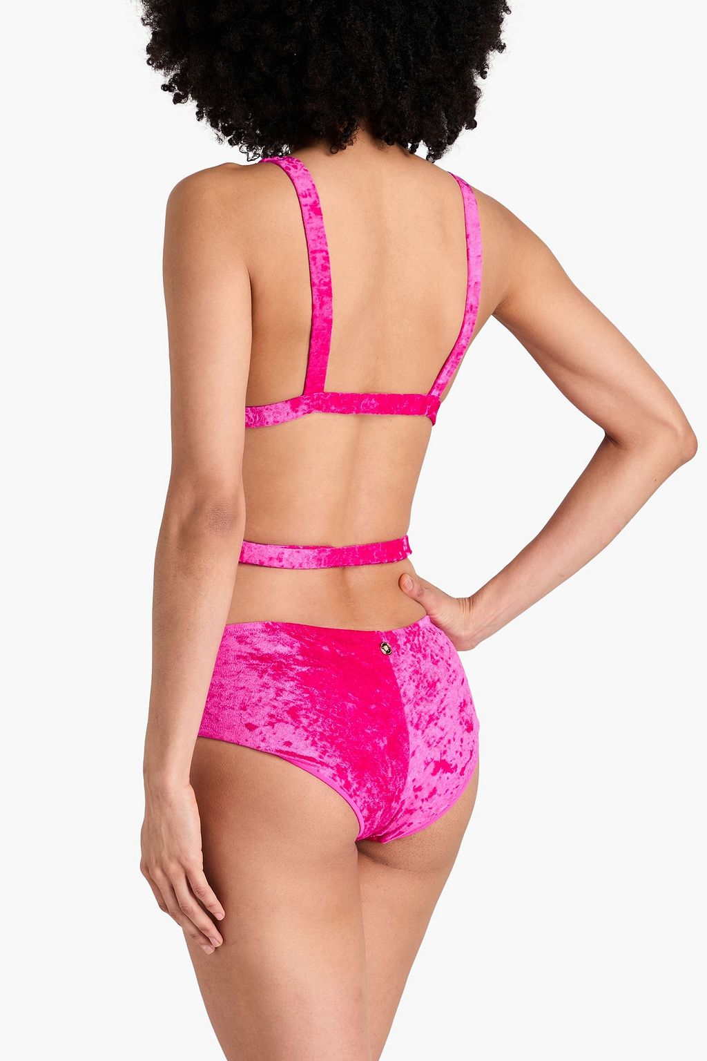 VERSACE Medusa Biggie stretch-velvet bikini top
