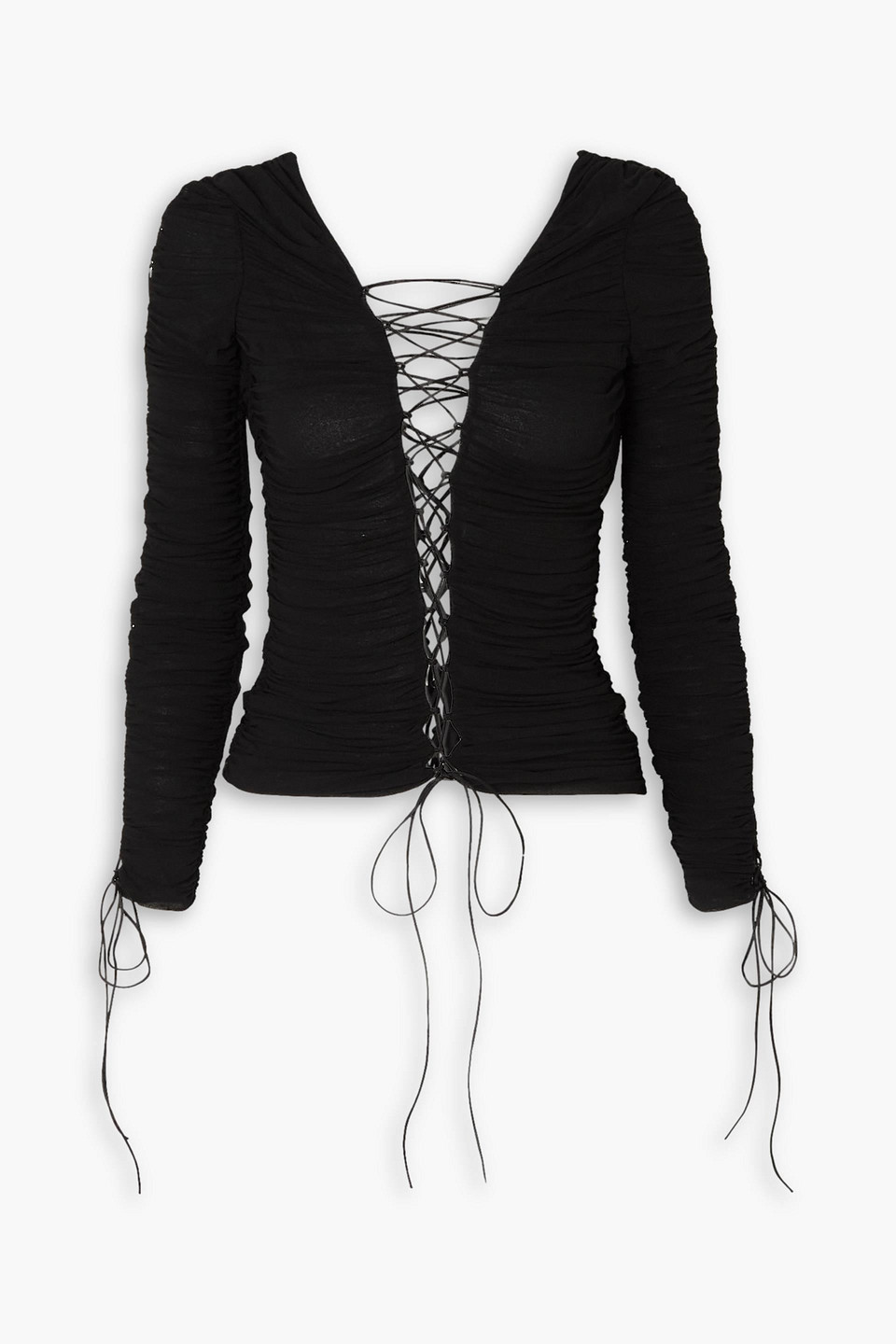 Kit ruched lace-up stretch-jersey top